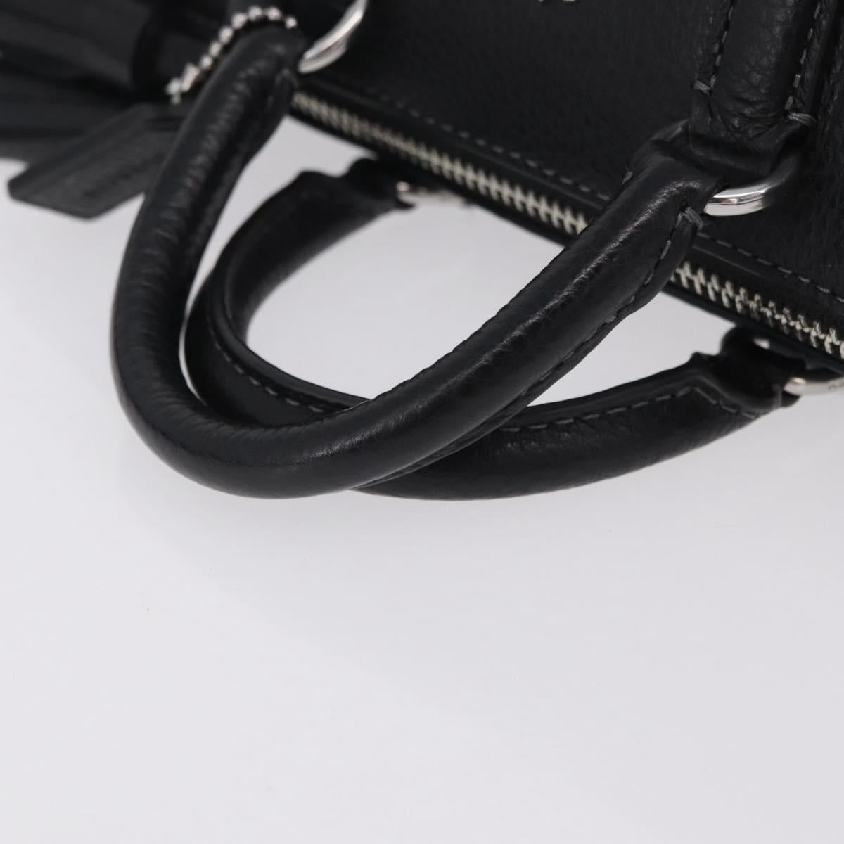 Coach Lacy Boston Bag Leather 2way Black Silver Auth ki6917A
