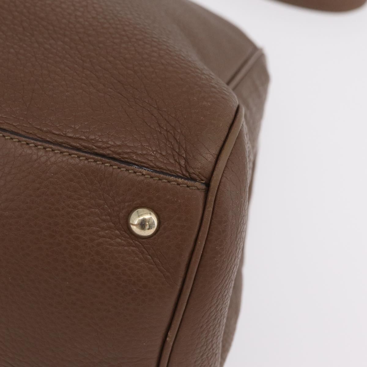 GUCCI Bamboo Hand Bag Leather 2way Brown Gold 323658 Auth ki6923A