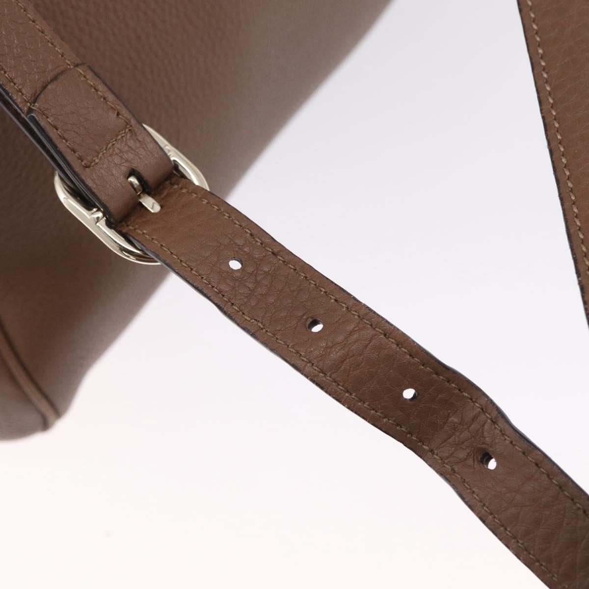 GUCCI Bamboo Hand Bag Leather 2way Brown Gold 323658 Auth ki6923A