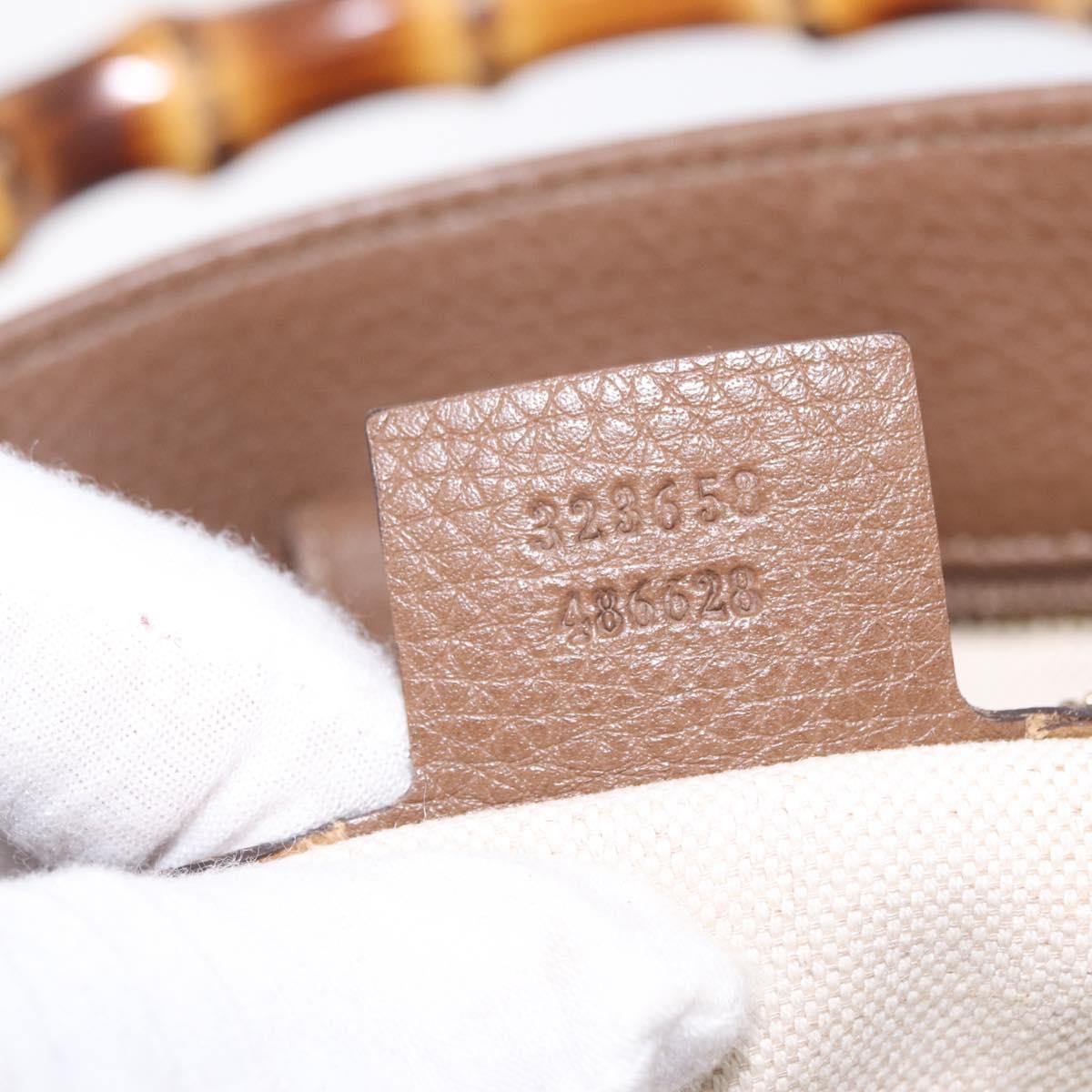 GUCCI Bamboo Hand Bag Leather 2way Brown Gold 323658 Auth ki6923A