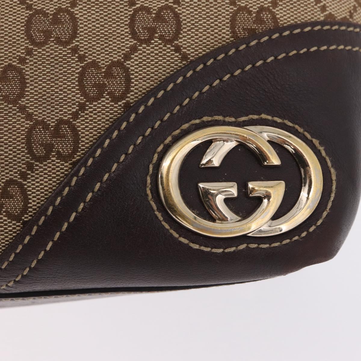 GUCCI GG Canvas Tote Bag Beige Gold Tone 169946 Auth ki6925