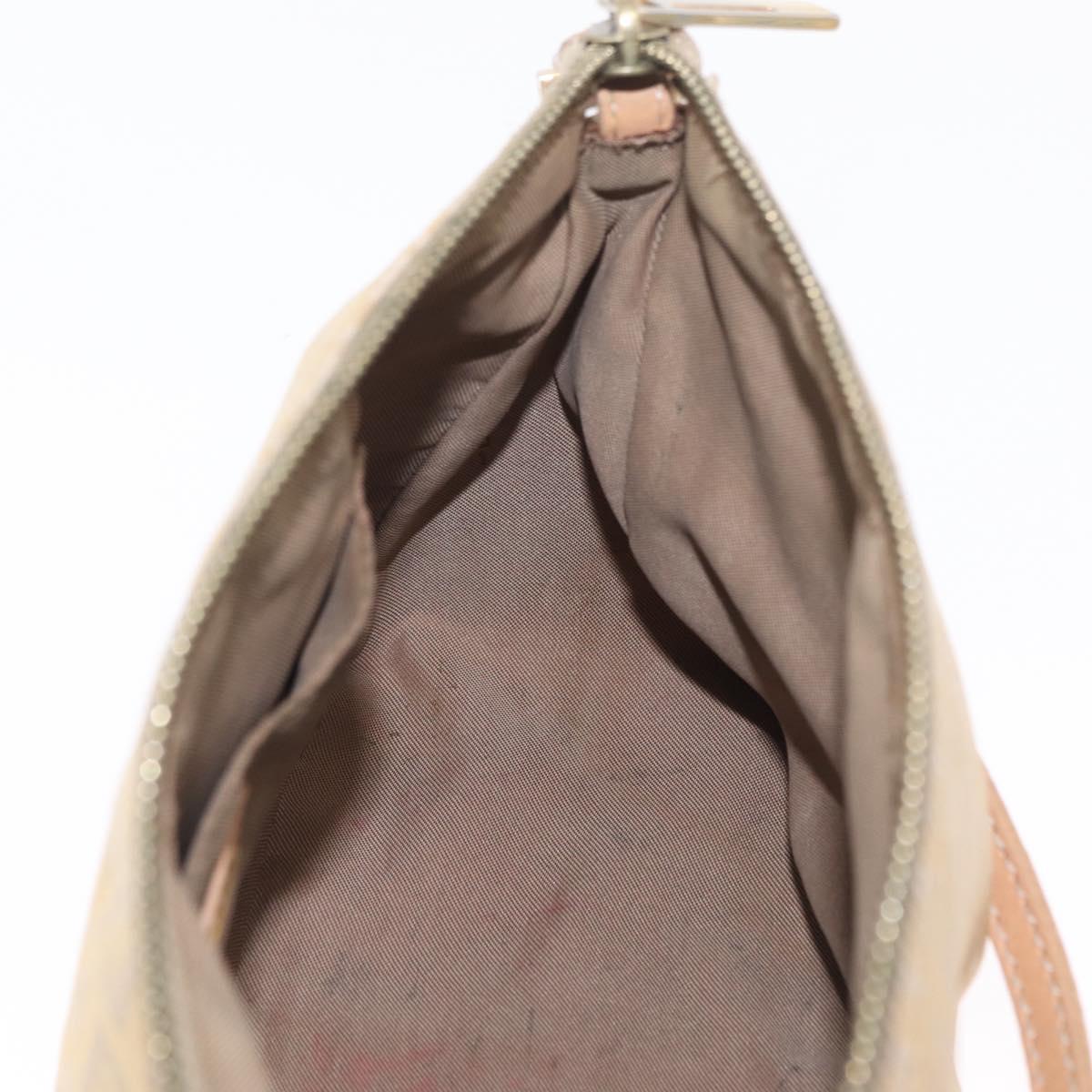 FENDI Zucchino Canvas Shoulder Bag Beige Gold Tone Auth ki6926