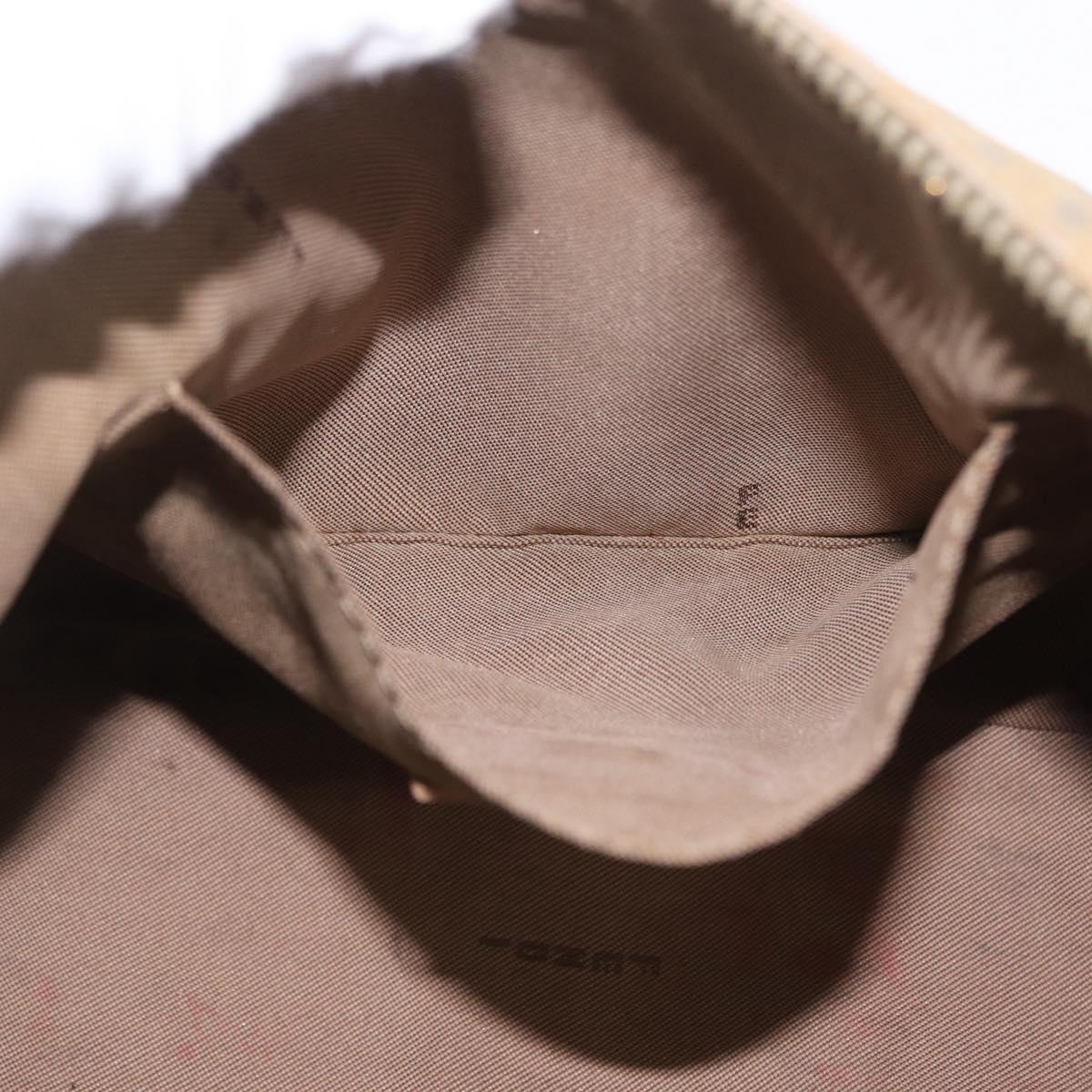 FENDI Zucchino Canvas Shoulder Bag Beige Gold Tone Auth ki6926
