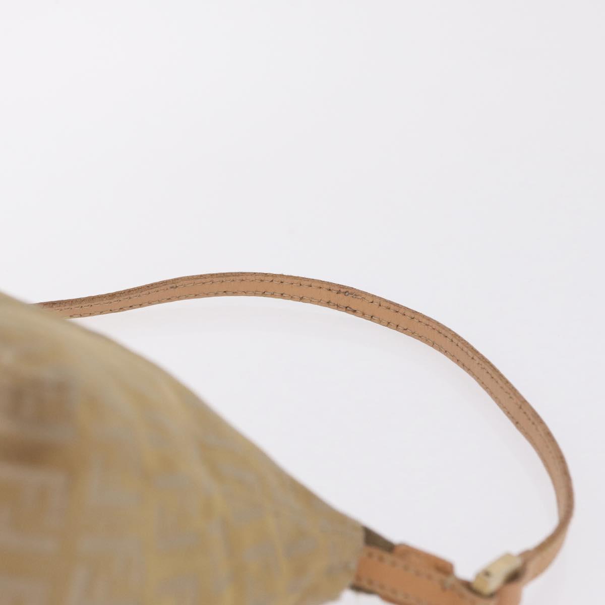 FENDI Zucchino Canvas Shoulder Bag Beige Gold Tone Auth ki6926
