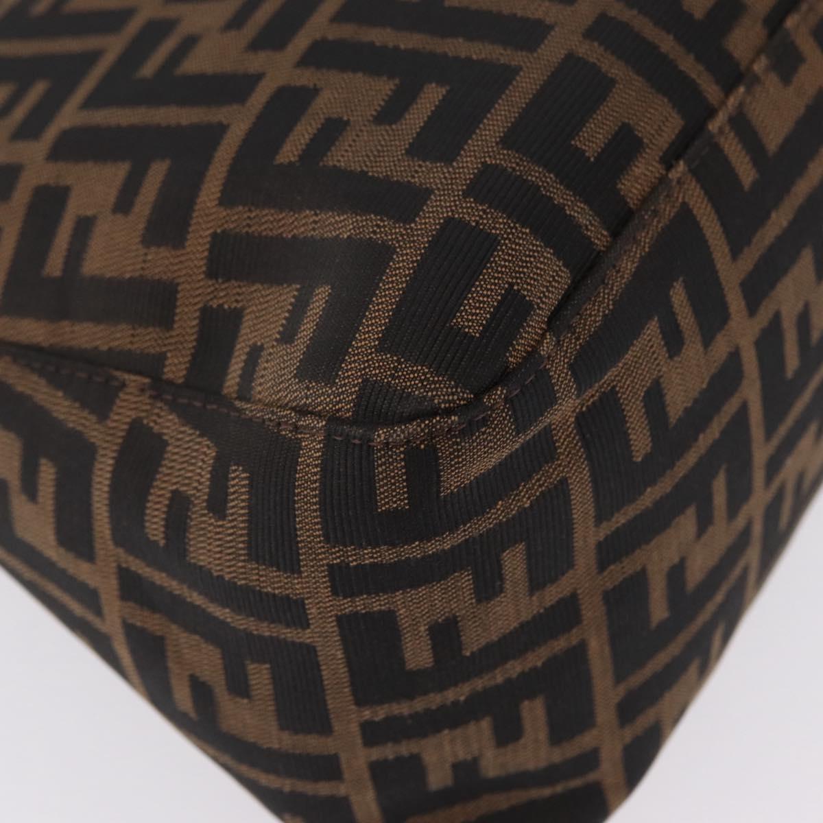 FENDI Zucca Canvas Mamma Baguette Shoulder Bag Brown Silver Auth ki6929V