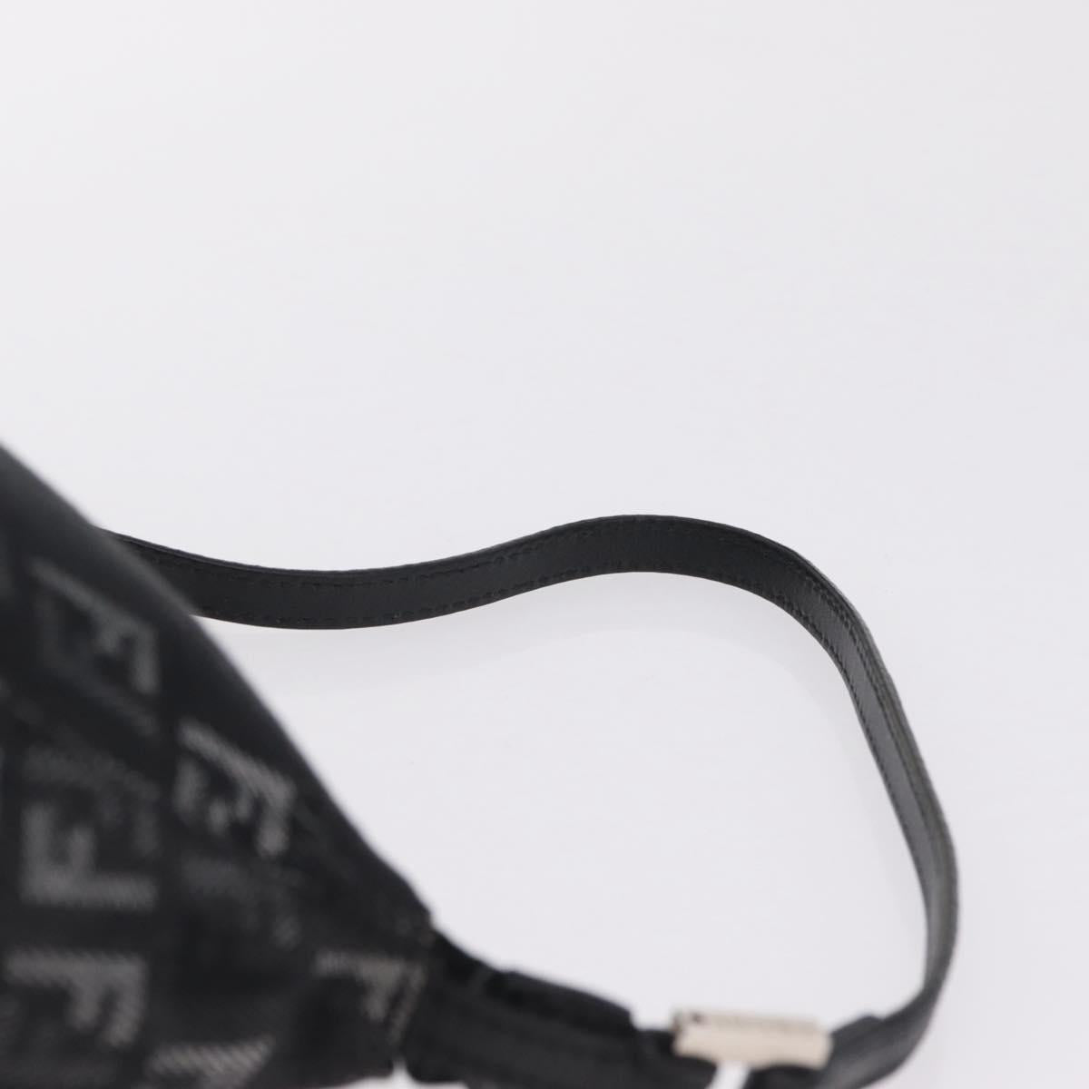 FENDI Zucchino Canvas Shoulder Bag Black Silver 8BR267 Auth ki6930V