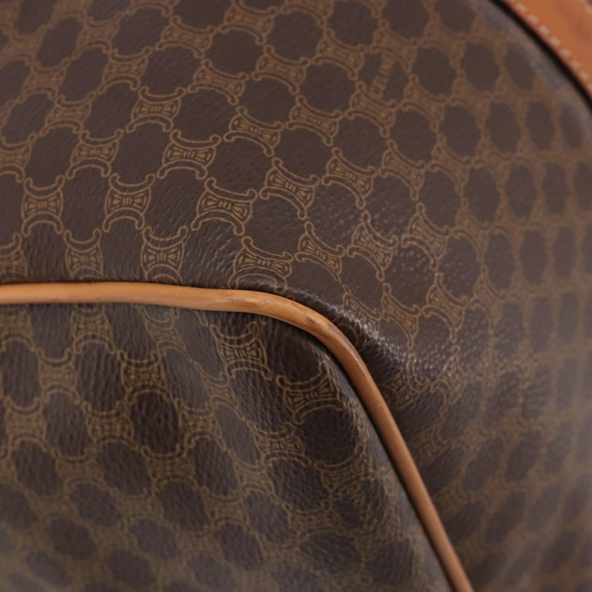 CELINE Macadam Boston Bag PVC Brown Gold Tone Auth ki6937