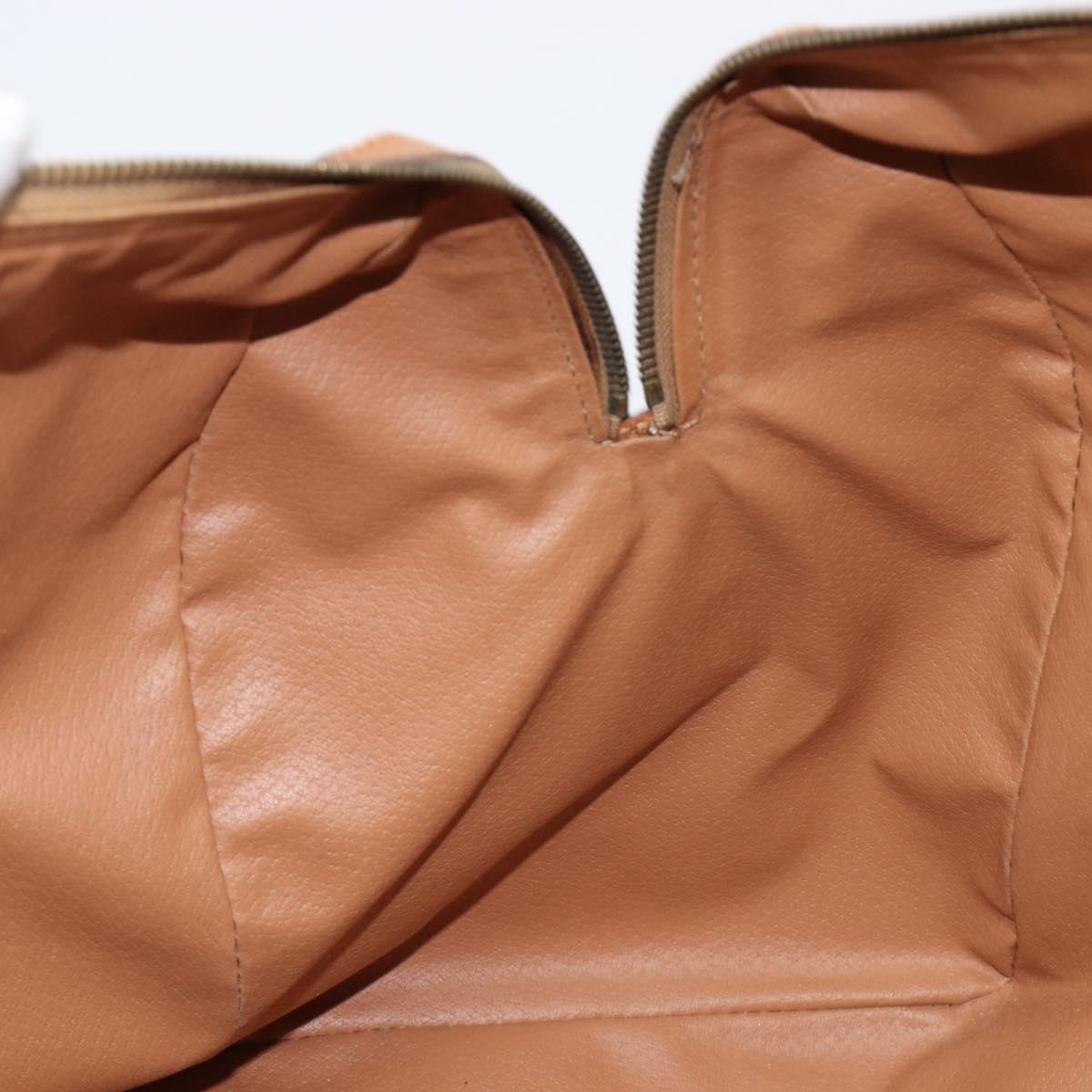 CELINE Macadam Boston Bag PVC Brown Gold Tone Auth ki6937