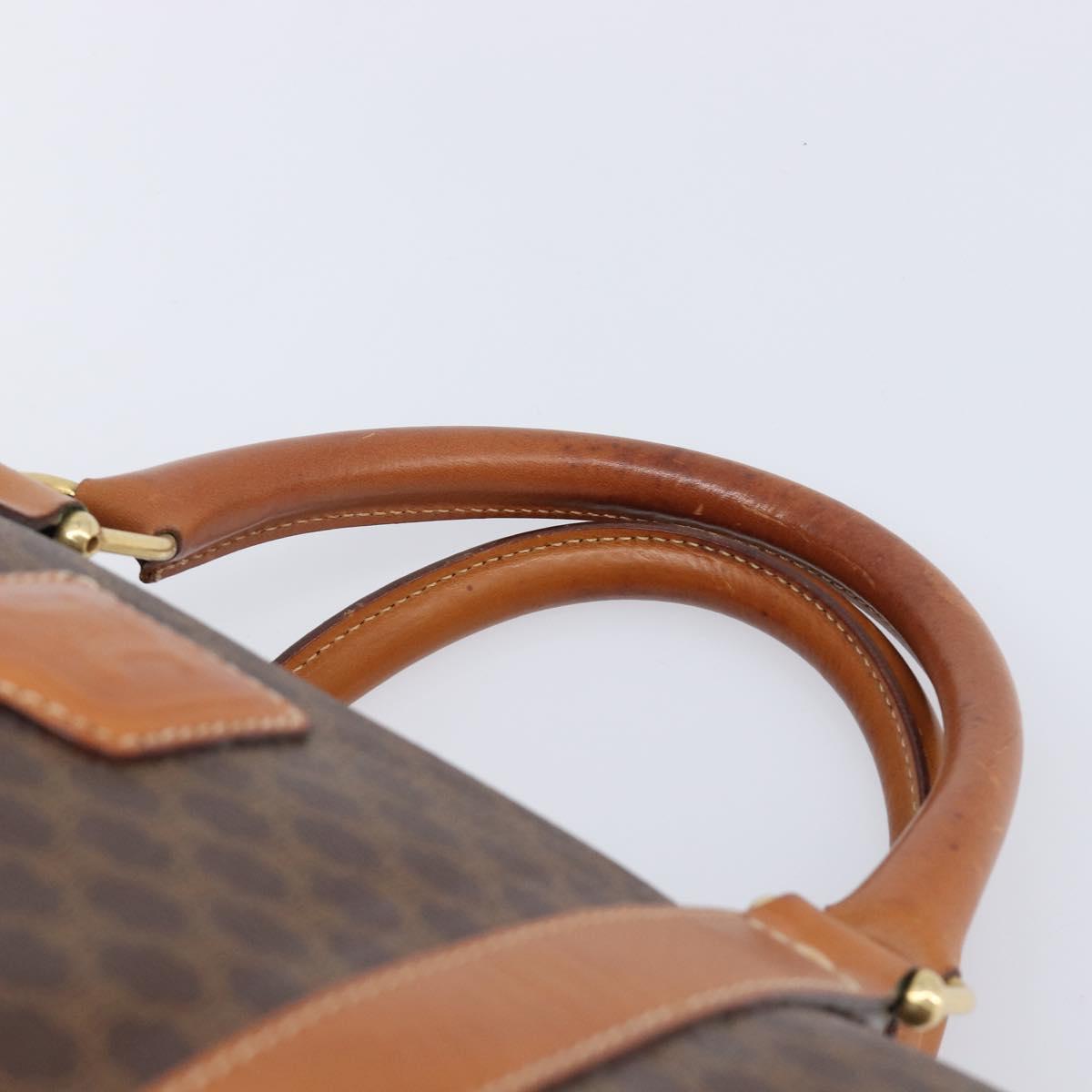 CELINE Macadam Boston Bag PVC Brown Gold Tone Auth ki6937