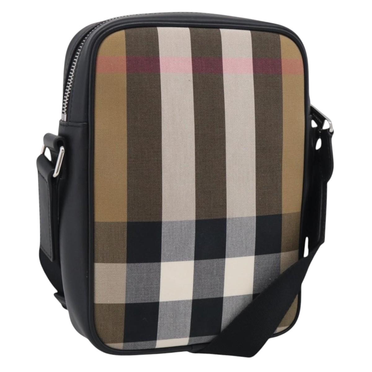 BURBERRY Nova Check Shoulder Bag Canvas Beige Black Auth ki6938M