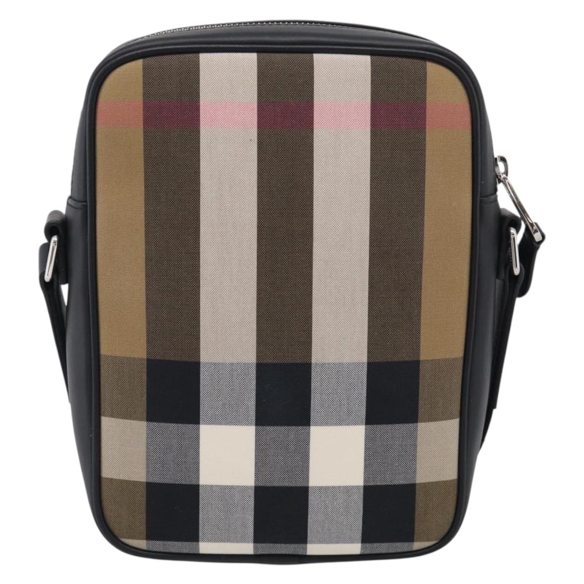 BURBERRY Nova Check Shoulder Bag Canvas Beige Black Auth ki6938M