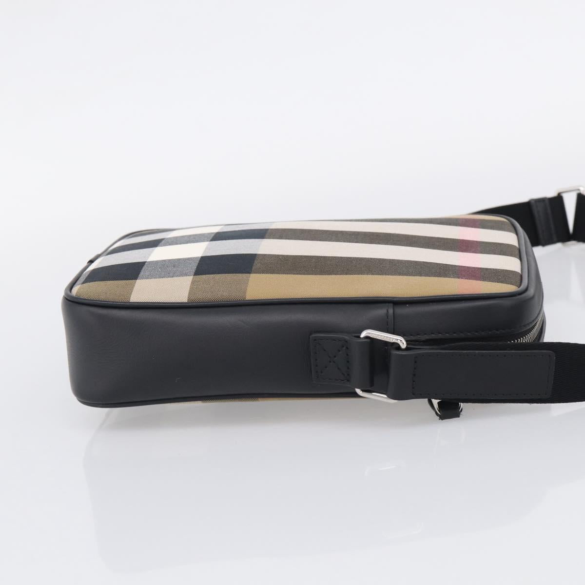 BURBERRY Nova Check Shoulder Bag Canvas Beige Black Auth ki6938M