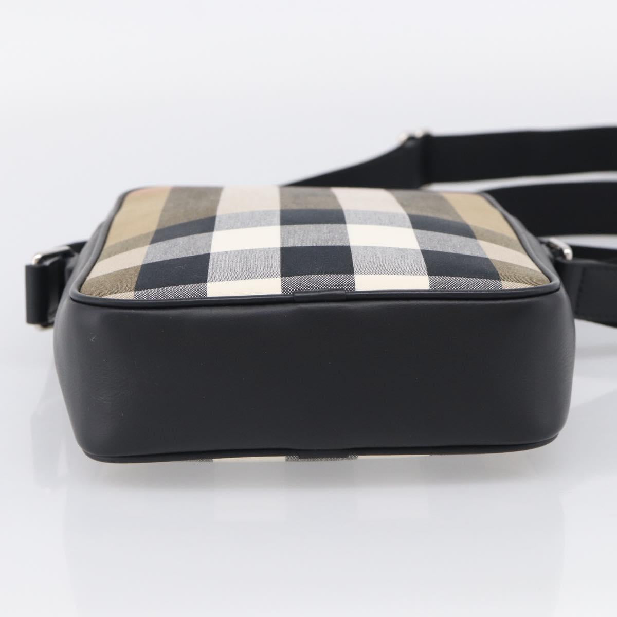 BURBERRY Nova Check Shoulder Bag Canvas Beige Black Auth ki6938M