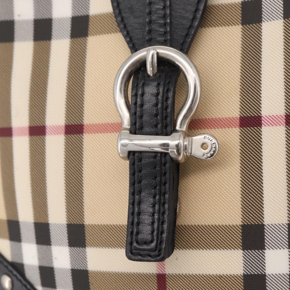BURBERRY Nova Check Shoulder Bag PVC Leather Beige Silver Auth ki6942V