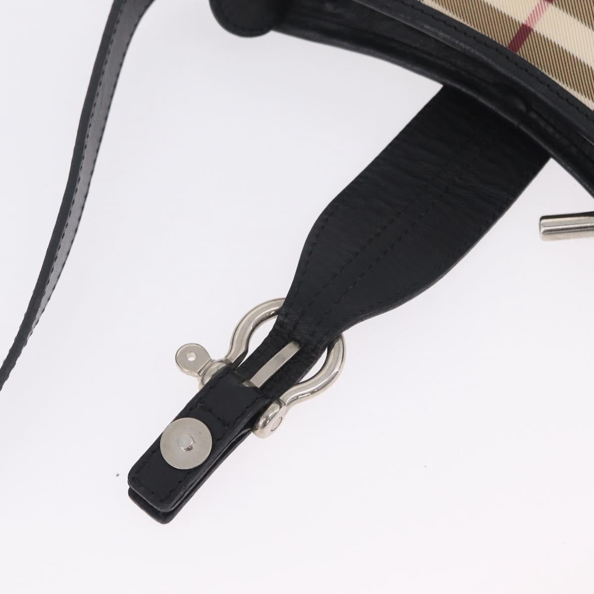 BURBERRY Nova Check Shoulder Bag PVC Leather Beige Silver Auth ki6942V