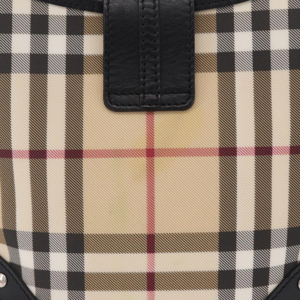 BURBERRY Nova Check Shoulder Bag PVC Leather Beige Silver Auth ki6942V
