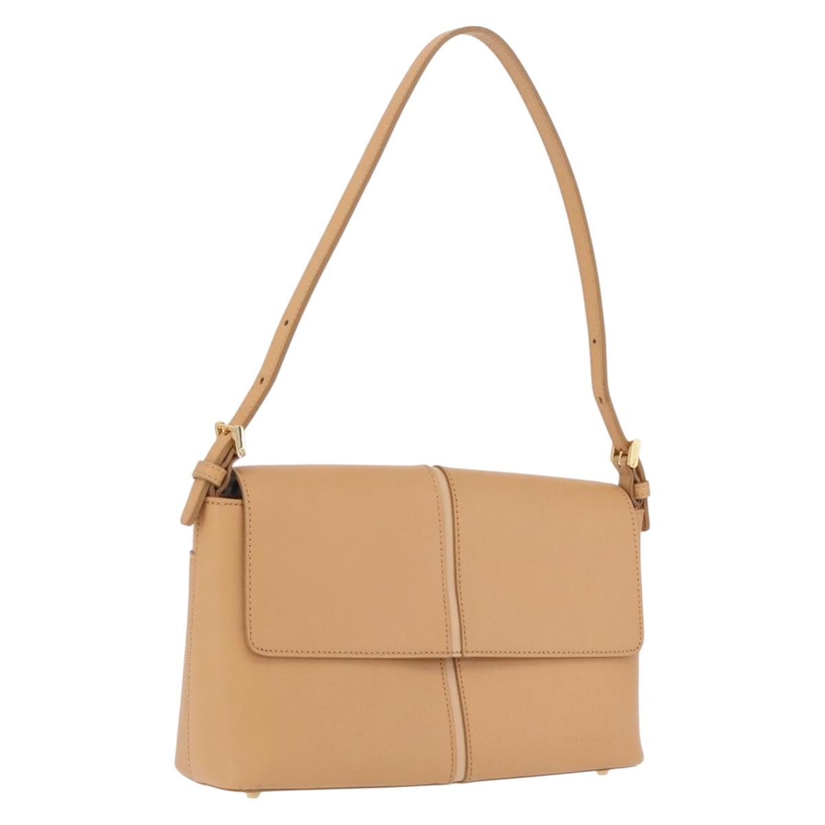 BURBERRY Nova Check Shoulder Bag Leather Beige Gold Tone Auth ki6943A