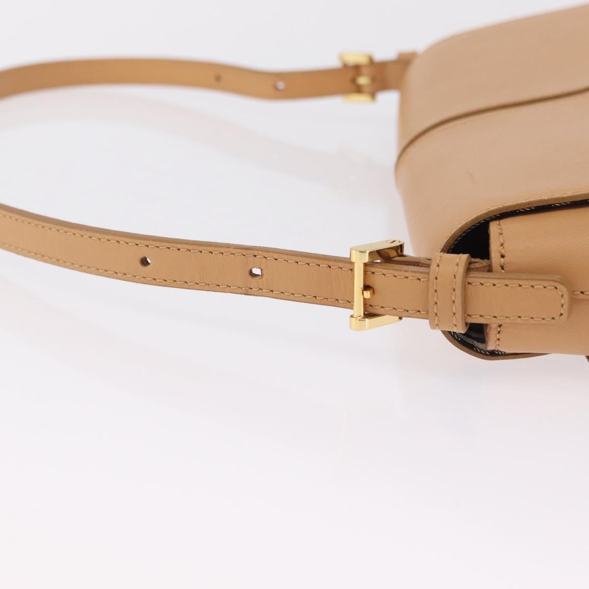 BURBERRY Nova Check Shoulder Bag Leather Beige Gold Tone Auth ki6943A