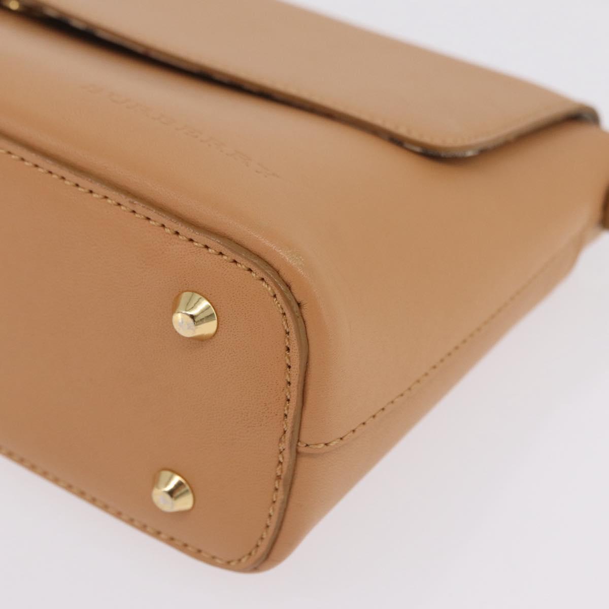 BURBERRY Nova Check Shoulder Bag Leather Beige Gold Tone Auth ki6943A