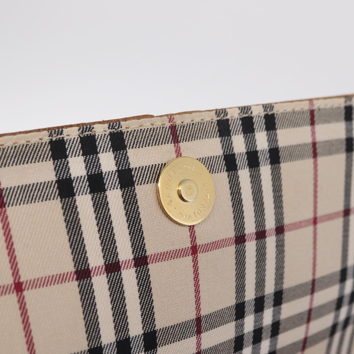 BURBERRY Nova Check Shoulder Bag Leather Beige Gold Tone Auth ki6943A
