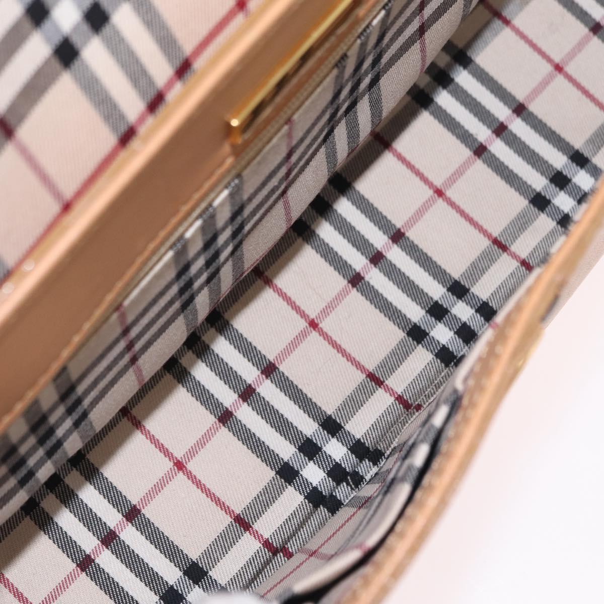 BURBERRY Nova Check Shoulder Bag Leather Beige Gold Tone Auth ki6943A