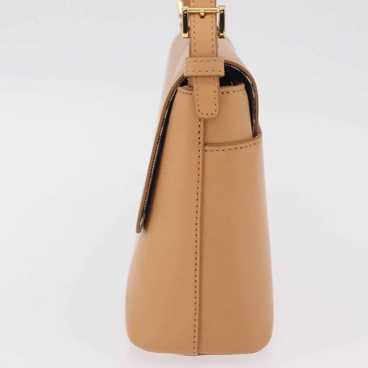 BURBERRY Nova Check Shoulder Bag Leather Beige Gold Tone Auth ki6943A