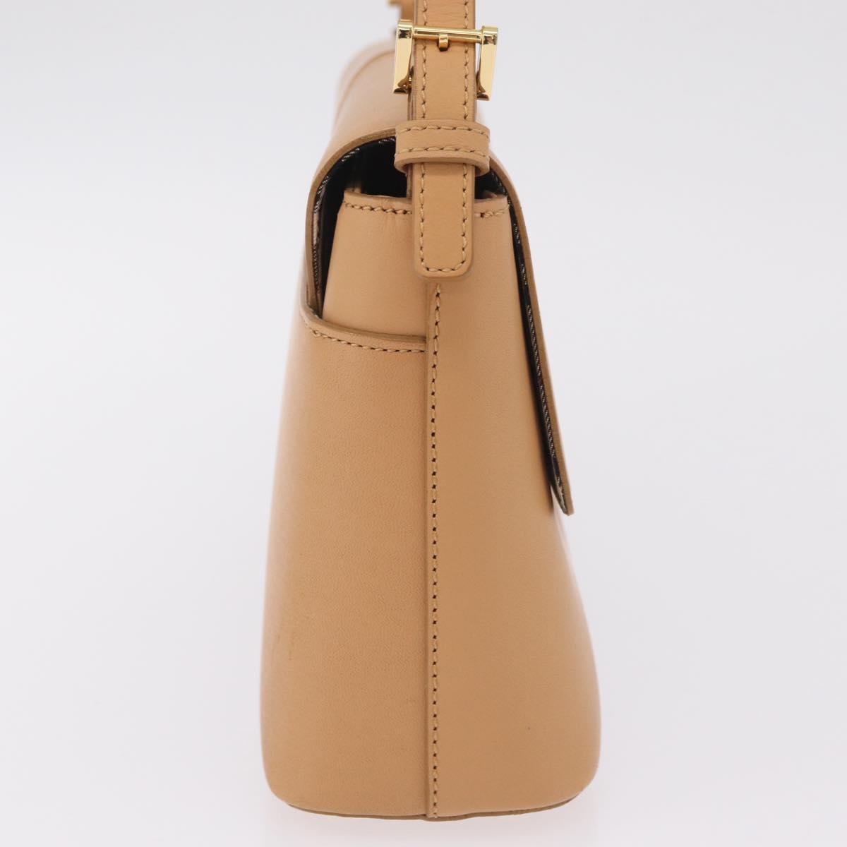 BURBERRY Nova Check Shoulder Bag Leather Beige Gold Tone Auth ki6943A