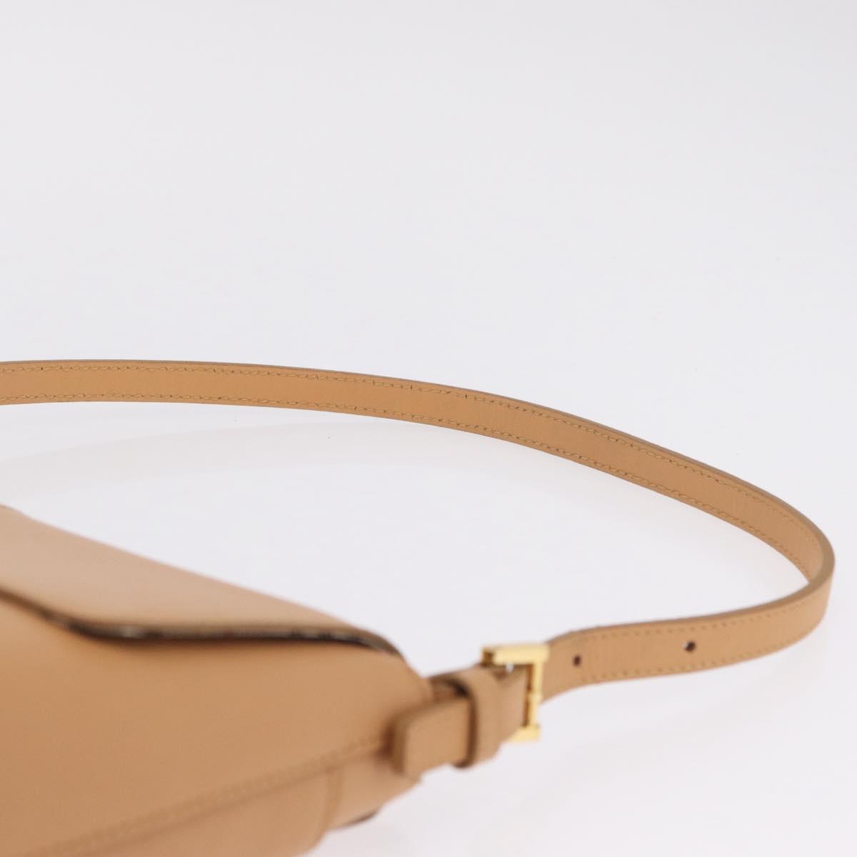 BURBERRY Nova Check Shoulder Bag Leather Beige Gold Tone Auth ki6943A