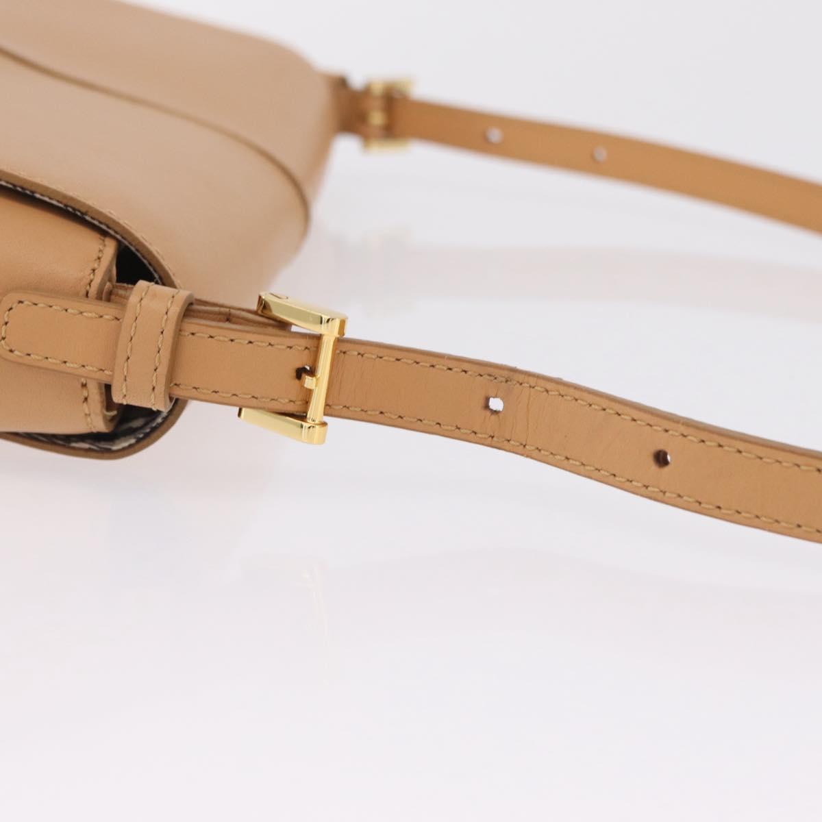 BURBERRY Nova Check Shoulder Bag Leather Beige Gold Tone Auth ki6943A