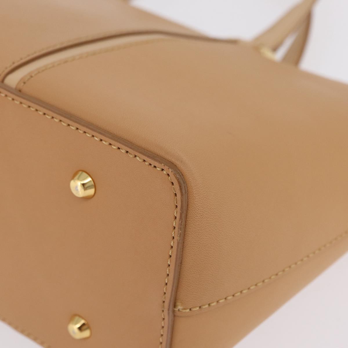 BURBERRY Nova Check Shoulder Bag Leather Beige Gold Tone Auth ki6944A