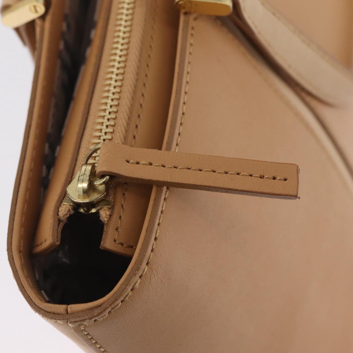 BURBERRY Nova Check Shoulder Bag Leather Beige Gold Tone Auth ki6944A