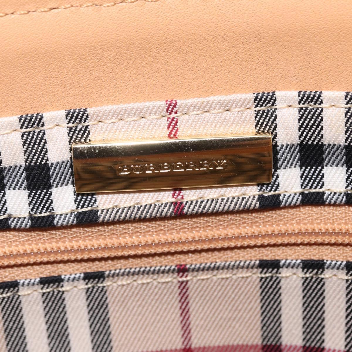 BURBERRY Nova Check Shoulder Bag Leather Beige Gold Tone Auth ki6944A