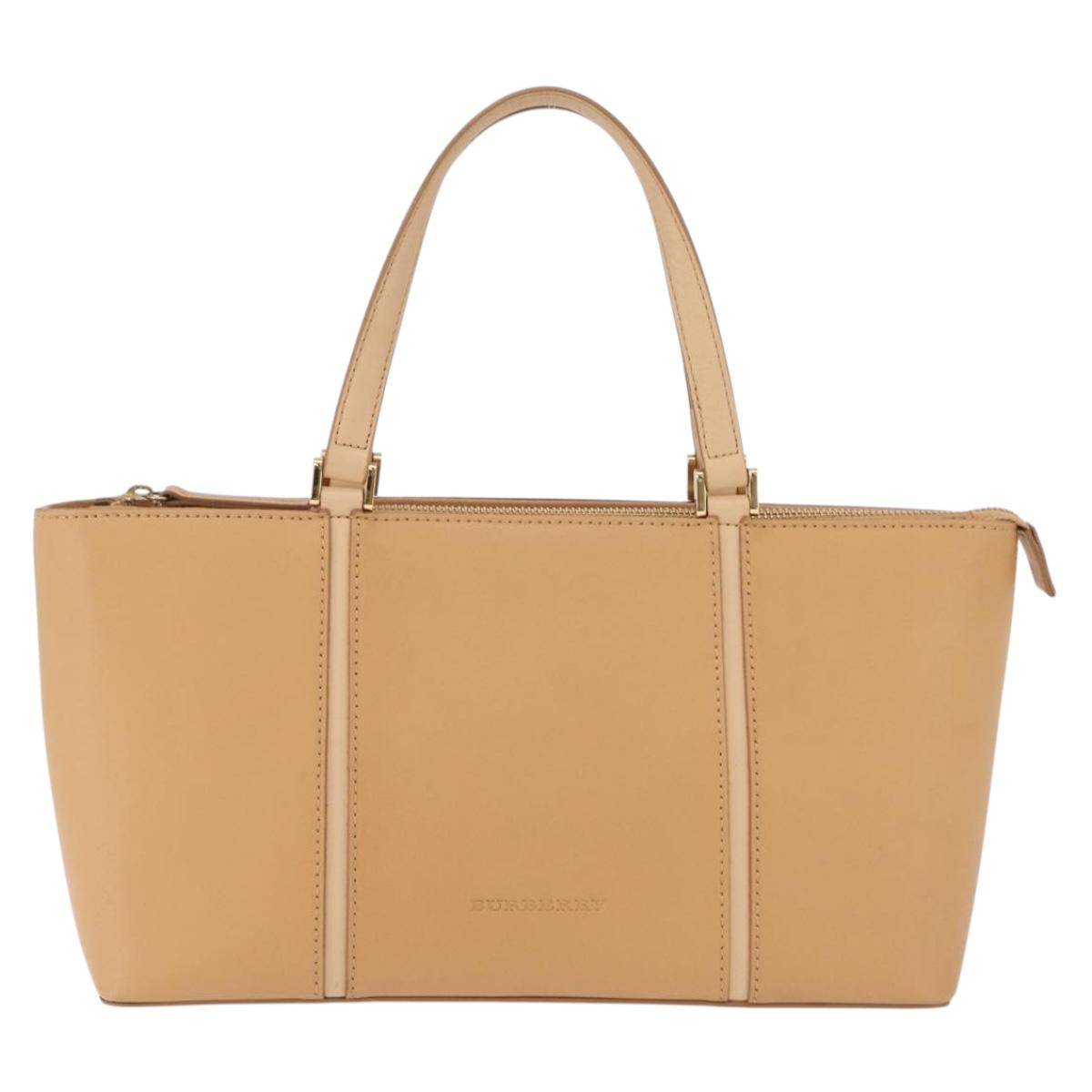 BURBERRY Nova Check Shoulder Bag Leather Beige Gold Tone Auth ki6944A