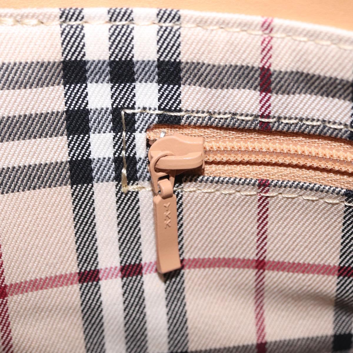 BURBERRY Nova Check Shoulder Bag Leather Beige Gold Tone Auth ki6944A