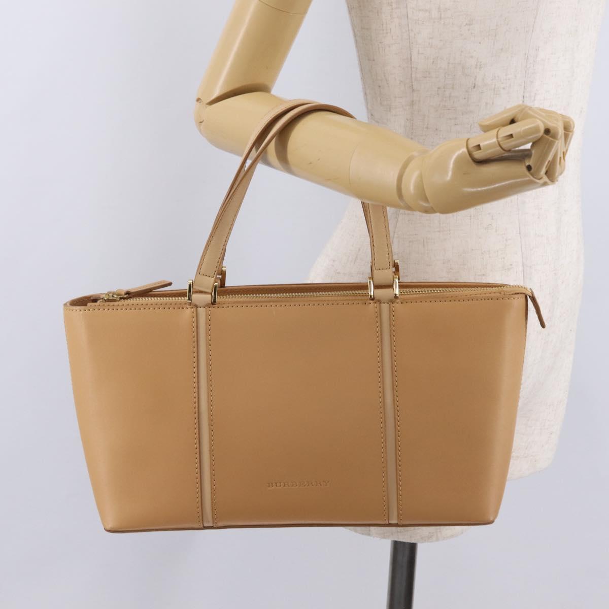 BURBERRY Nova Check Shoulder Bag Leather Beige Gold Tone Auth ki6944A