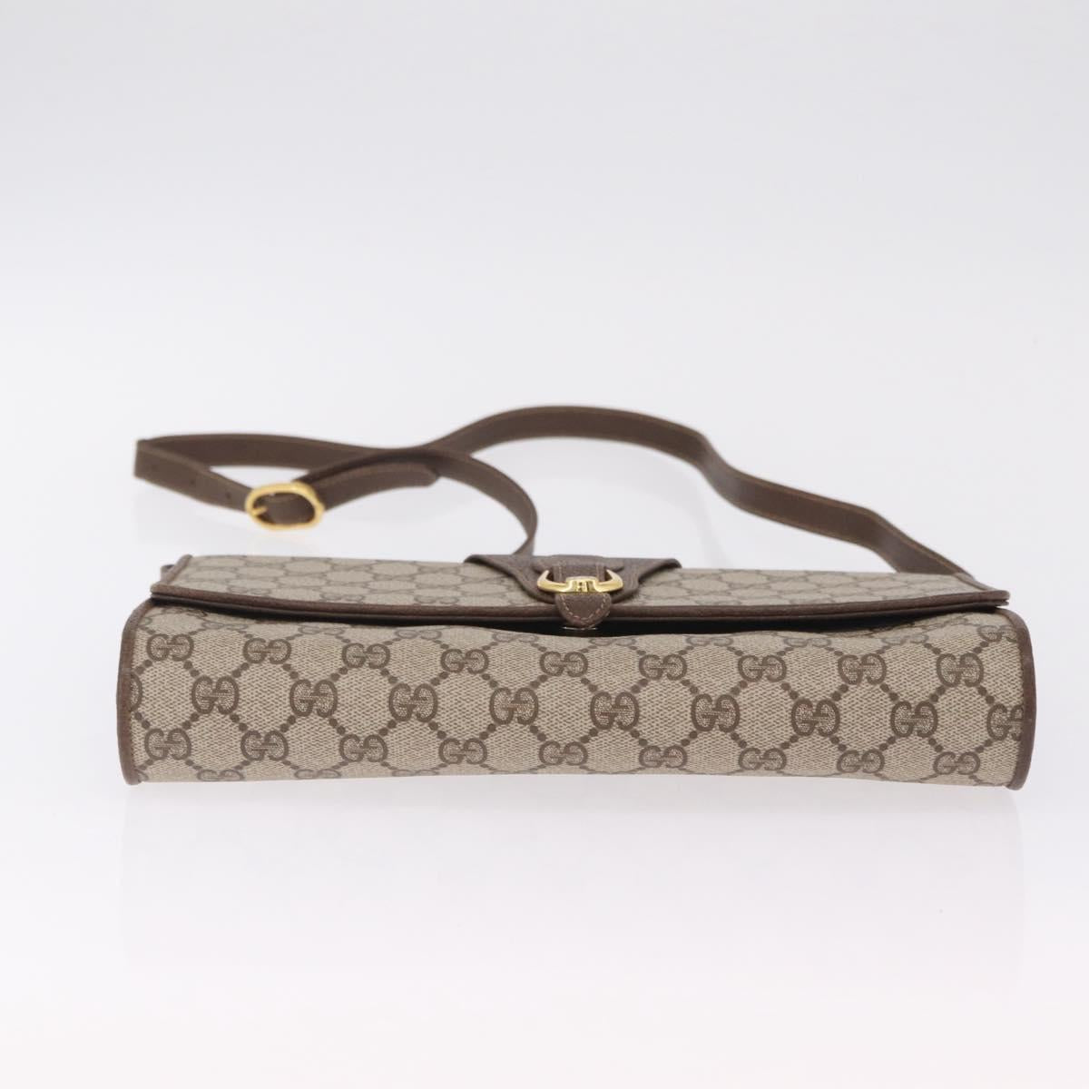 GUCCI GG Supreme Shoulder Bag PVC Beige Gold Tone 904 02 050 Auth ki6946