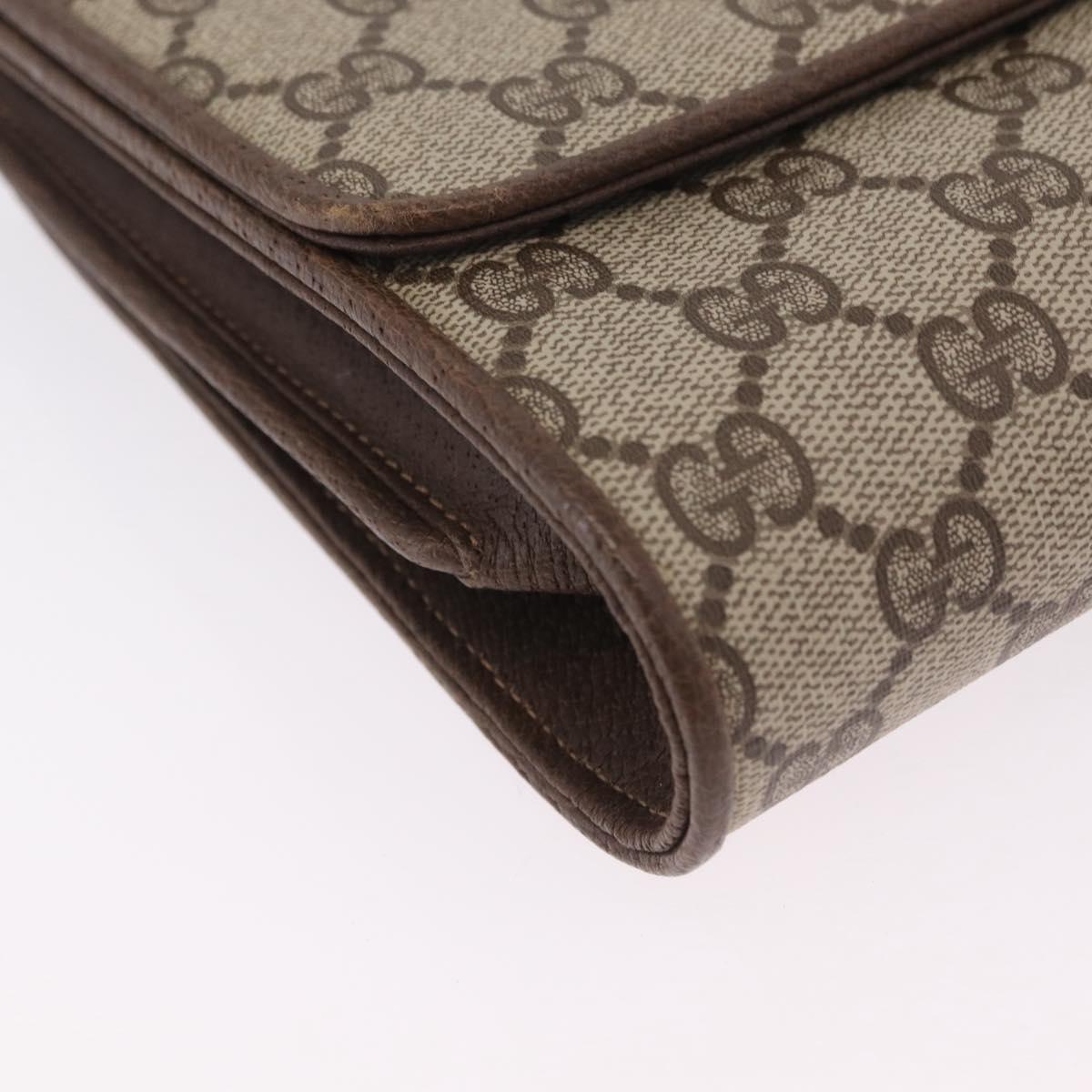 GUCCI GG Supreme Shoulder Bag PVC Beige Gold Tone 904 02 050 Auth ki6946