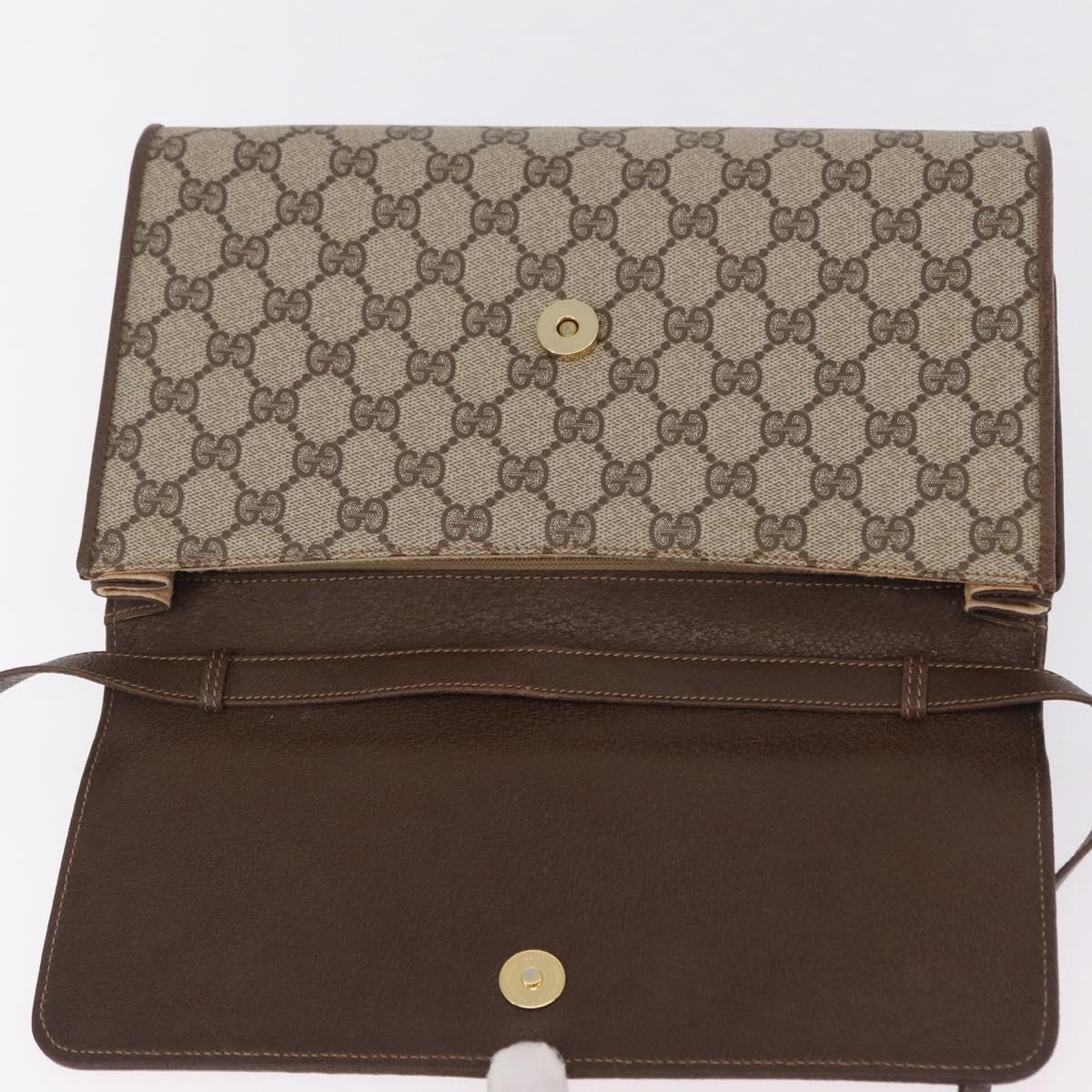 GUCCI GG Supreme Shoulder Bag PVC Beige Gold Tone 904 02 050 Auth ki6946
