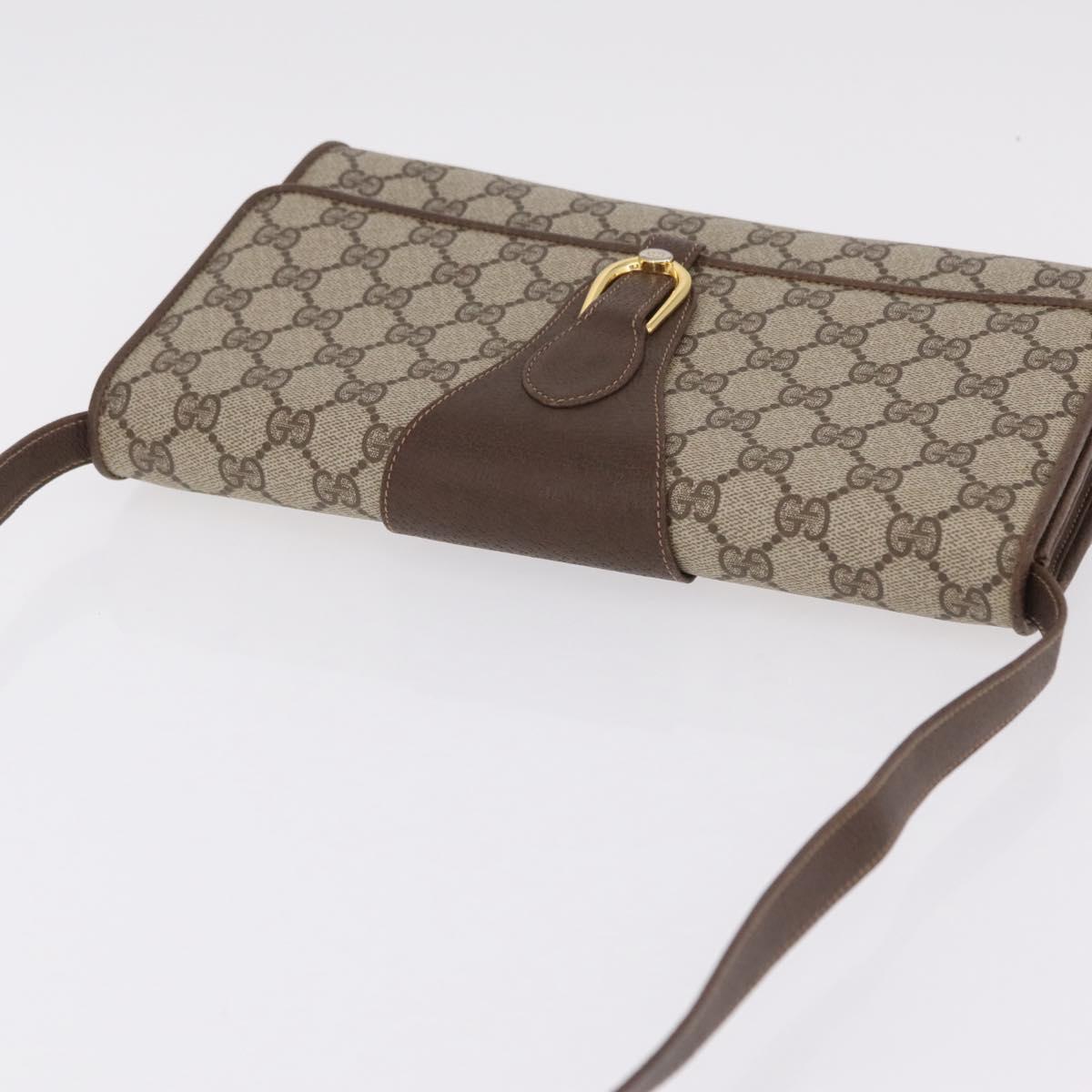 GUCCI GG Supreme Shoulder Bag PVC Beige Gold Tone 904 02 050 Auth ki6946
