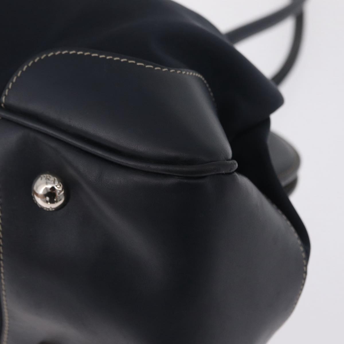 PRADA Boston Bag Nylon Navy Silver Auth ki6952V