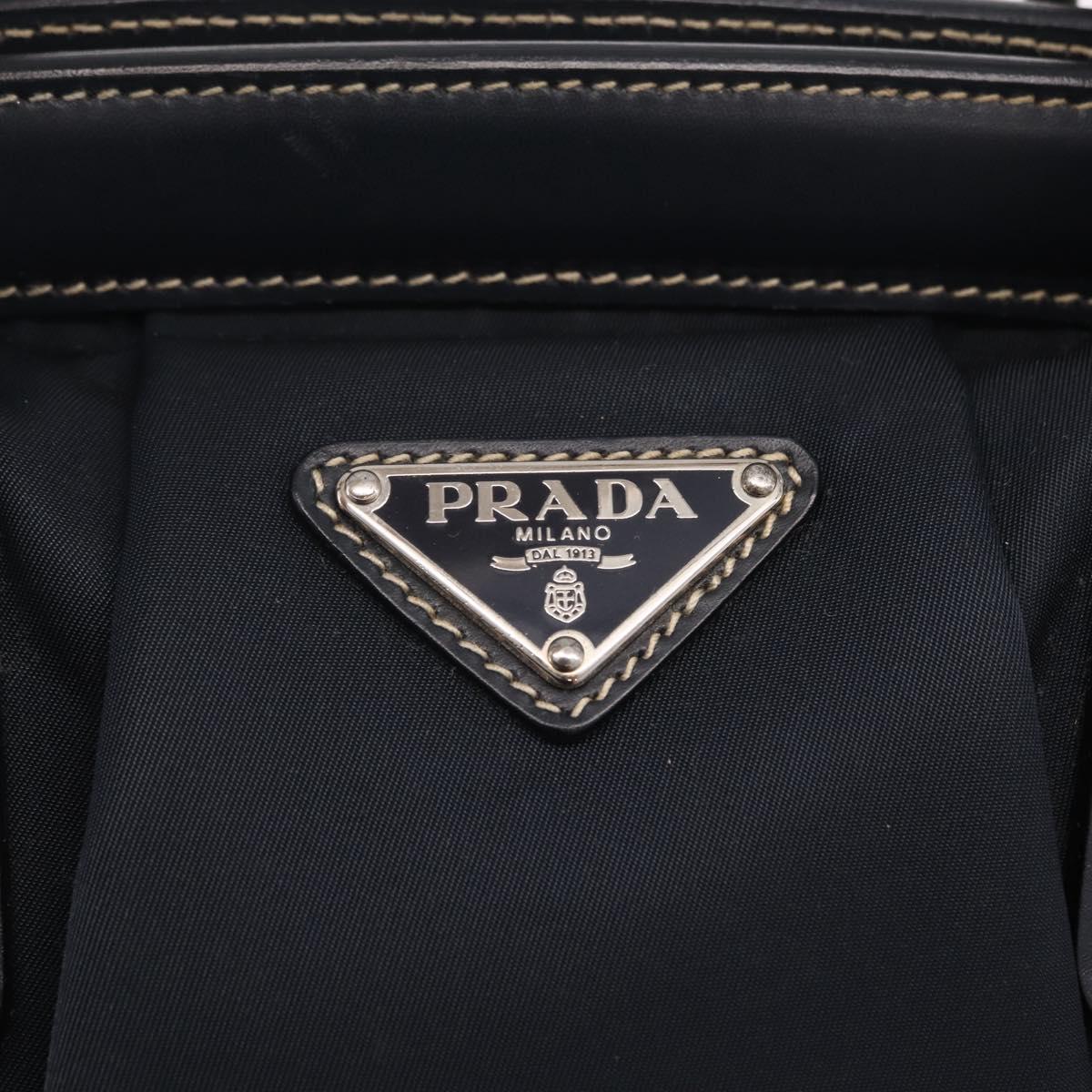 PRADA Boston Bag Nylon Navy Silver Auth ki6952V