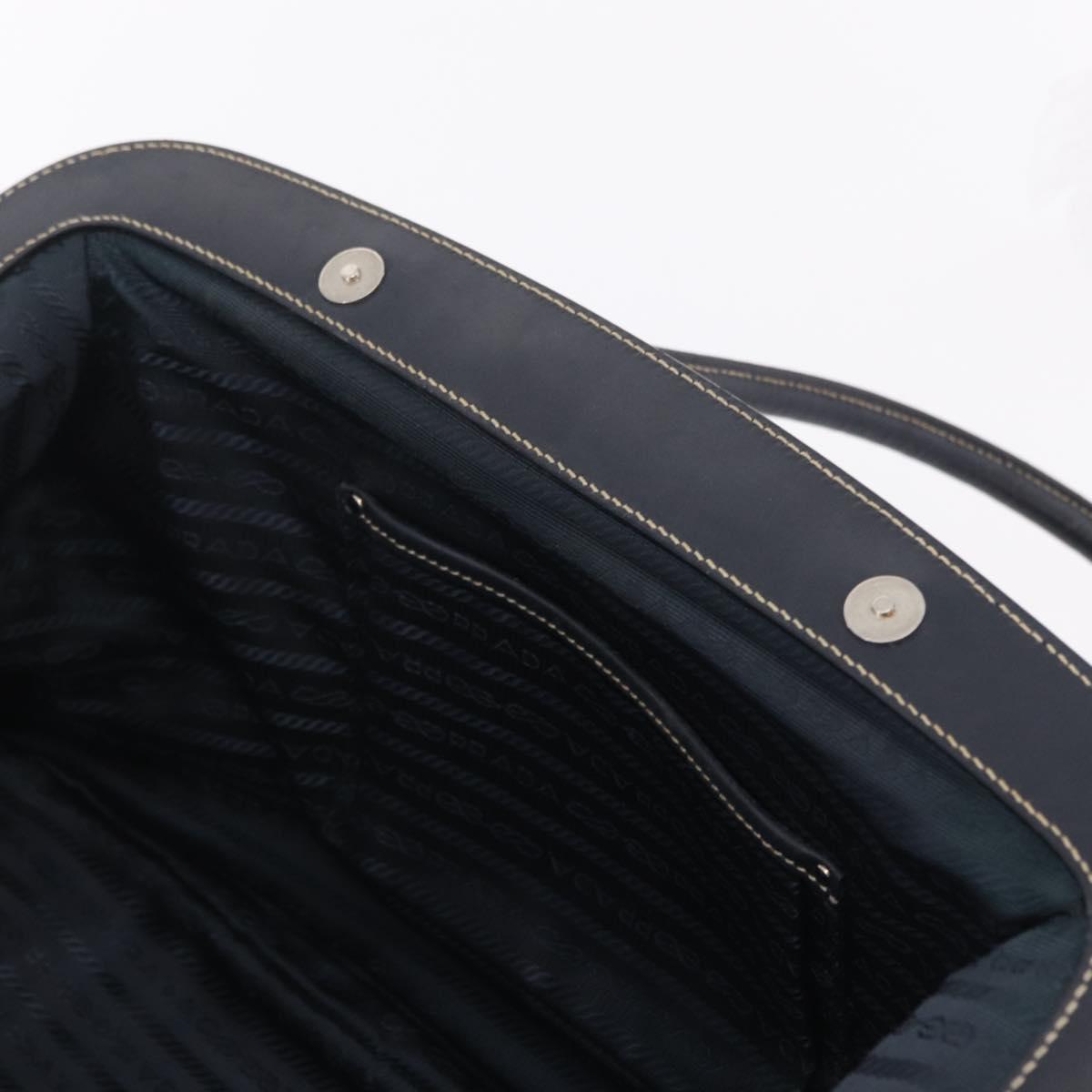 PRADA Boston Bag Nylon Navy Silver Auth ki6952V
