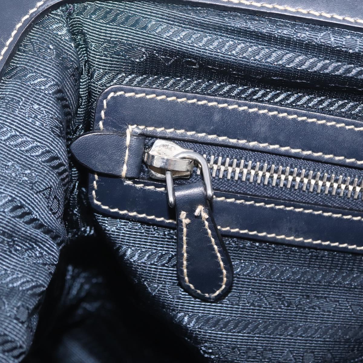 PRADA Boston Bag Nylon Navy Silver Auth ki6952V