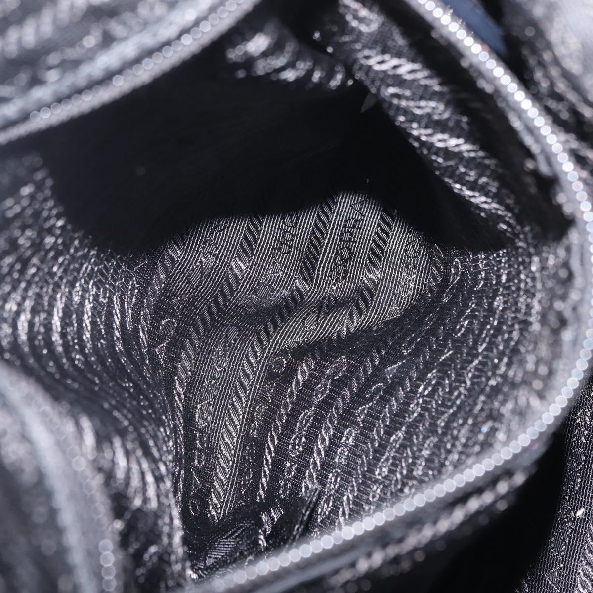 PRADA Tote Bag Nylon 2way Black Gold Tone Auth ki6955V