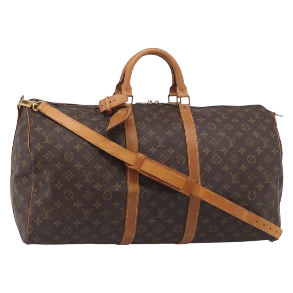 LOUIS VUITTON Monogram Keepall Bandouliere 55 Boston Bag M41414 LV Auth ki6956V