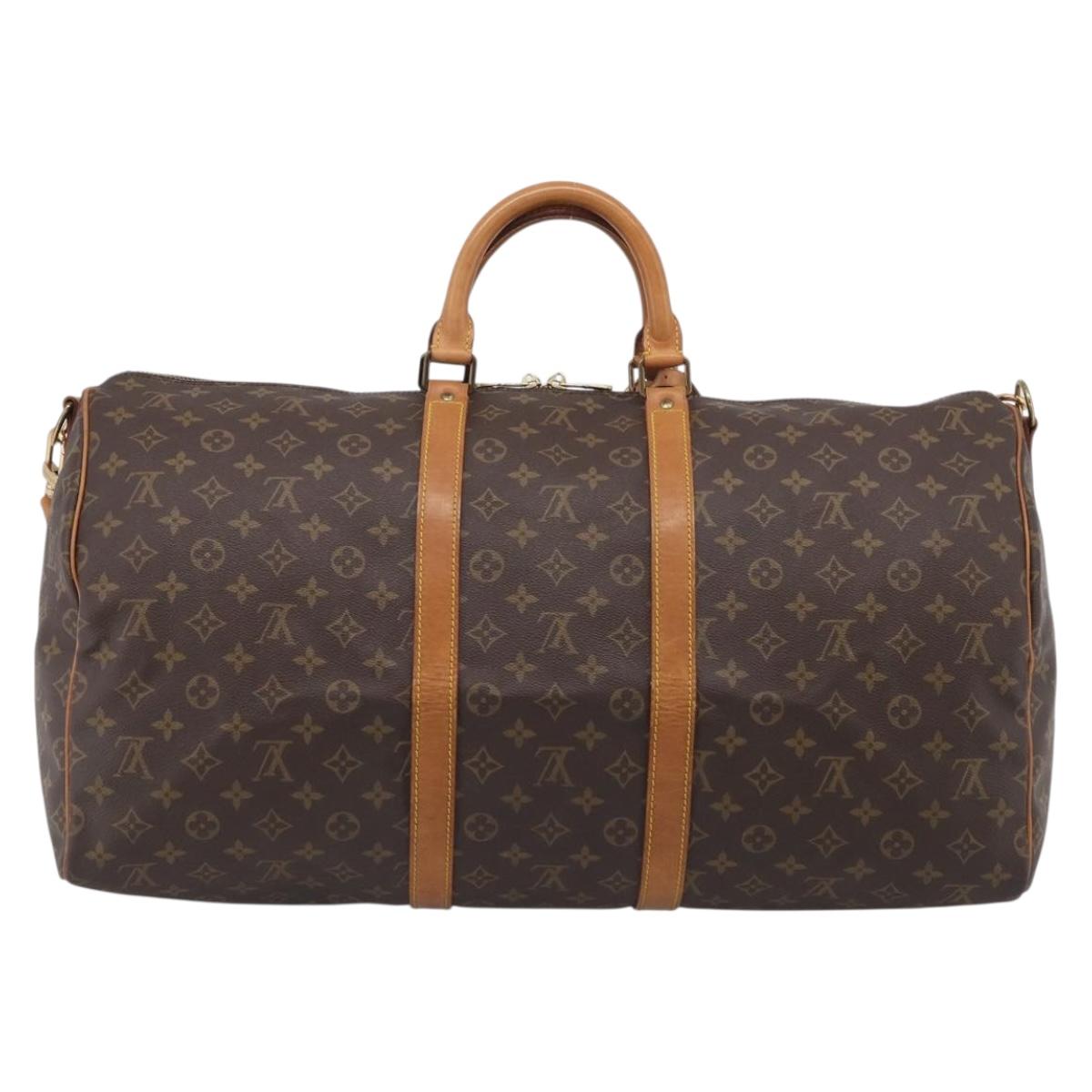 LOUIS VUITTON Monogram Keepall Bandouliere 55 Boston Bag M41414 LV Auth ki6956V
