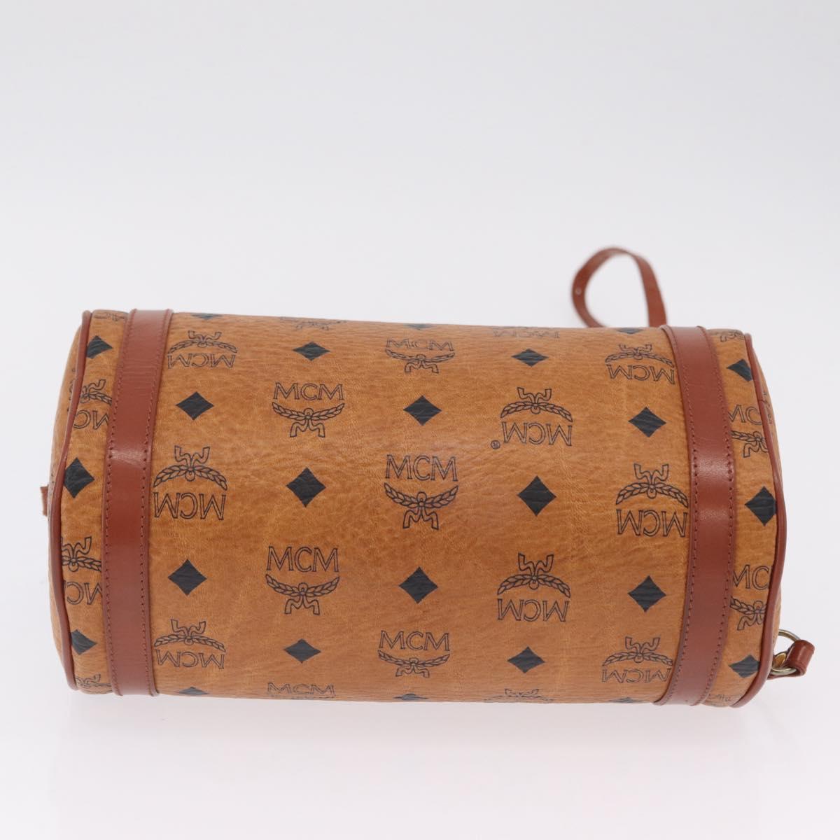 MCM Vicetos Shoulder Bag PVC Leather Brown Gold Tone Auth ki6959