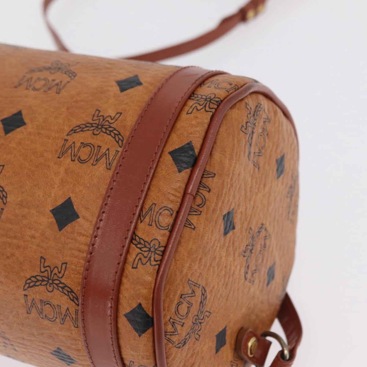 MCM Vicetos Shoulder Bag PVC Leather Brown Gold Tone Auth ki6959