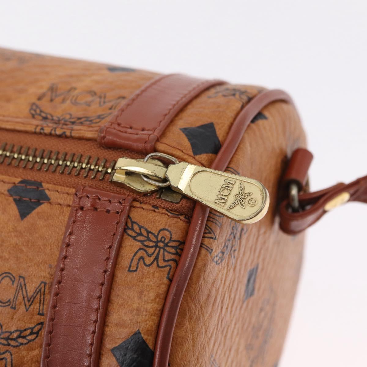MCM Vicetos Shoulder Bag PVC Leather Brown Gold Tone Auth ki6959