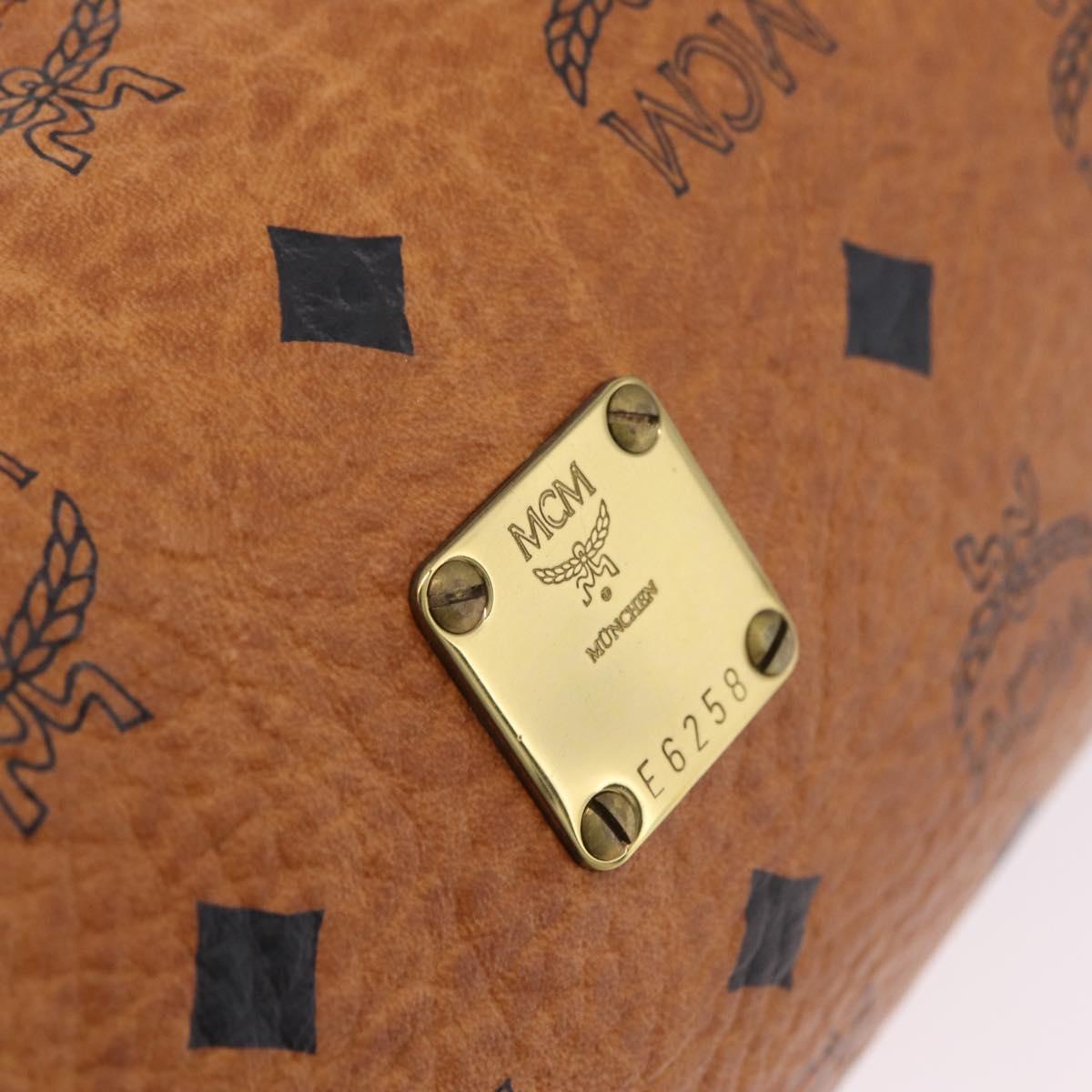 MCM Vicetos Shoulder Bag PVC Leather Brown Gold Tone Auth ki6959